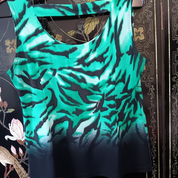 Picadilly Fashion Teal and Black Zebra-Print Tank - Picture 5 of 8